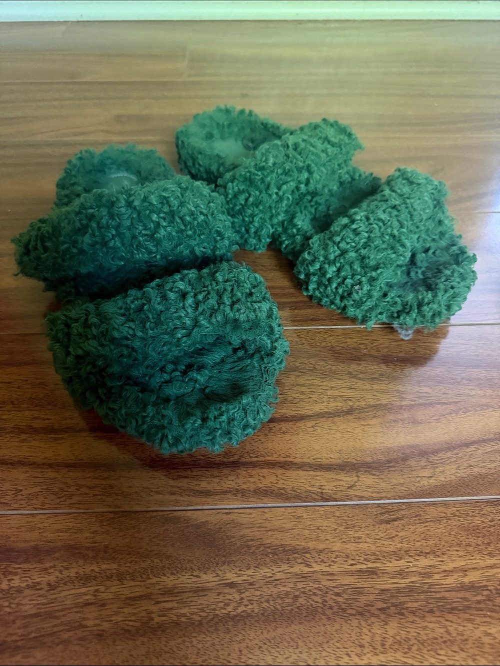 Gia Borghini Green Curly Faux-Shearling Slide Sandals